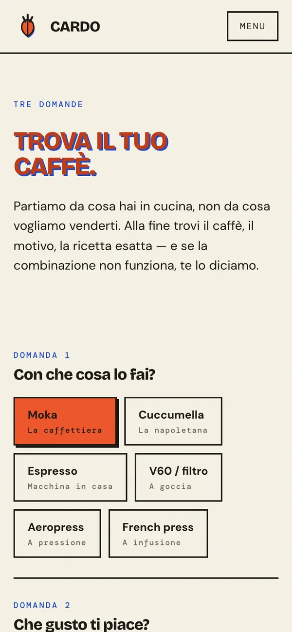 Il selettore da telefono, con le risposte scelte