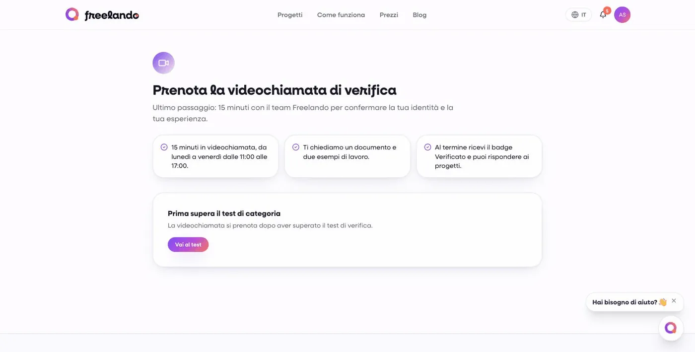 Prenota la videochiamata di verifica: 15 minuti con il team, dal luned&igrave; al venerd&igrave; dalle 11 alle 17